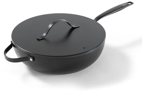 Be Living Essential Wokpfanne mit Deckel Ø 30 cm mit Deckel, Non Stick Keramik Antihaft, Induktion, Ohne ptfe und pfoa, Schwarz