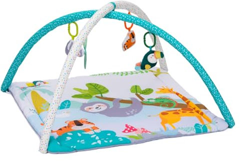 Fillikid Aktivbogen Exklusiv | Weiche Spieldecke Animal Friends für Babys ab Geburt | Inkl. 4 abnehmbare Spielfiguren & Rassel | Fördert Sinne & Motorik | Vielseitig einsetzbar, Maße 85x85x48 cm