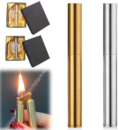 2 mecheros de queroseno, mecheros de queroseno, mecheros mecánicos vintage, llama de chorro, recargables, encendedor para cocina, camping, regalo para hombres (no contiene queroseno)