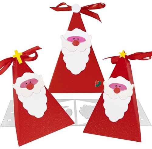 BOOMTOP Stanzschablone Weihnachten Box Mini Schachteln Santa Stanzform Geschenkbox Weihnachtsmann 10cm Adventskalender Boxen zum Befüllen Süßigkeiten Candy Boxen Cutting Dies Christmas Metall Stanzer