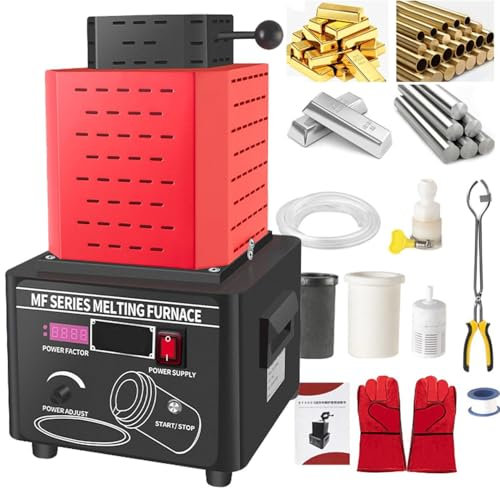 Four De Fusion d'or 1600 ℃ Four De Fusion Automatique Numérique 3 Kg,avec Creuset Graphite,pour Traitement De Métaux Argent Aluminium Cuivr,2Kg