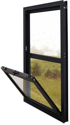 Ventana de repuesto de cobertizo de aluminio para áticos, resistente a la intemperie, montaje empotrado, ventana corrediza estilo granero, 50 x 60 cm, marco de aluminio, ventana de casa
