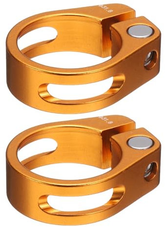 sourcing map 2pcs Bike Seat Post Clamp 31.8mm Clip Aluminum Alloy Bicycle Locking Seat Post Ring with M4 Hex Screw for 27.2 to 28.6mm Bicycle Mountain Road Bike Tube, Gold