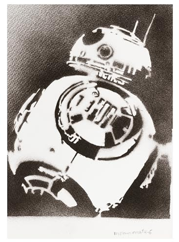 moreno-mata Echtes Handgemachtes Graffiti BB8 STAR WARS Film Aesthetic Poster & Kunstdrucke Bilder Plakat Handmade Deko Wandbilder Wohnzimmer Wanddeko Geschenke für Männer und Frauen