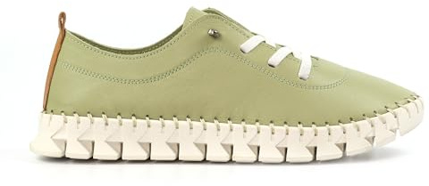 Ladies St Austell Khaki Leather Plimsoll