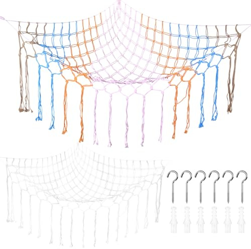 2 Pcs Toy Hammock for Stuffed Animals, Teddy Hammock Toy Storage Net, Boho Decor Corner Teddy Bear Storage for Soft Plush Toys Hanging Storage Organizer, Nursery Girls Kids Bedroom Accessories