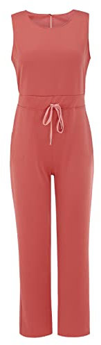 Jumpsuit Damen Elegant - Sommer Lang Strand Jumpsuits Ärmellos Overall Casual Weites Bein Hosenanzug Mit Gürtel O-Ausschnitt Romper Einfarbig Playsuit Joggingsanzug Trainingsanzug Sport Outfits