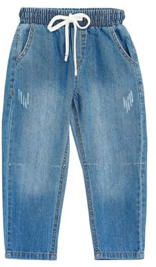 MODJEANS Jeans Jungen - Größe 110, 5-6 Jahre - 100% Baumwolle mit Elastischem Bund und Kordelzug - Jeanshose für Kinder - Dunkelblau