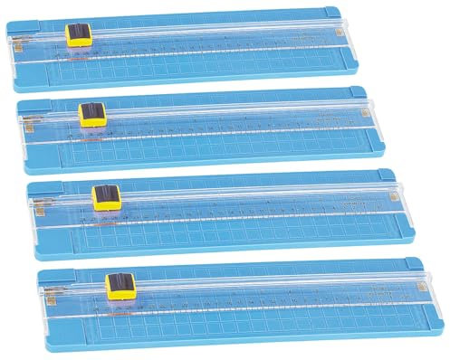 PEARL Foto Schneider: 4er-Set A4-Papierschneidemaschinen mit Ersatzklinge (Rollen-Schneidebrett Papier, Schneidebrett Büro)