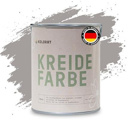 Kolorat® Kreidefarbe für Möbel Grau – 750ml – Schattenstaub Nr. 110 | Hochdeckend, matt, für Holzmöbel innen, geruchsarm, DIN EN 71-3 geprüft