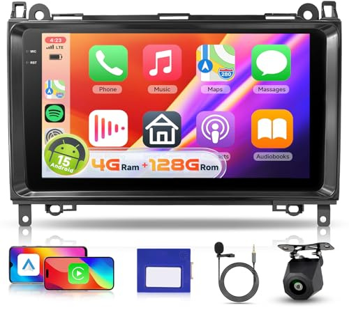 【4+128G】 Hodozzy Carplay Autoradio für Mercedes Benz B200 W169 W245 W639 Sprinter Vito Viano Android Autoradio mit Navi,9 Zoll Touchscreen mit Android Auto/WiFi/GPS/RDS/FM/Bluetooth/USB
