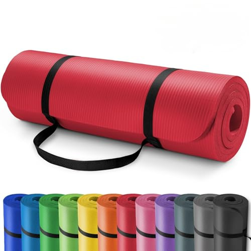 Gymnastikmatte Pilates Sportmatte Bodenmatte Yogamatte, rutschfest, extra dick, Pilates-Gymnastikmatte (Rot,185x60x1,0cm)