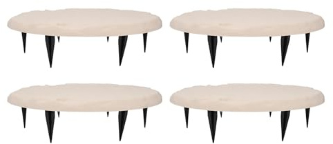 DIRBAK ​Lot de 4 Pas Japonais Ronds avec Piquets, Pour Allée de Jardin et Chemin sur Pelouse, Diamètre 40 cm (beige)