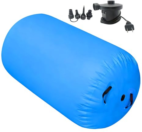 FxaumsGxuk Air Roller Gymnastik-Fass 70 x 50 cm, PVC, Blau, 1850 g, Luftfass Gymnastik, Handfeder-Trainer mit Pumpe, aufblasbare Gymnastikmatte für Zuhause, Fitness, Yoga