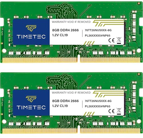 Timetec Premium 16 GB Kit (2x8 GB) DDR4 2666 MHz (PC4-2666V) PC4-21300 SODIMM – Ungepuffertes Non-ECC-Speichermodul, 260-polig, 1,2 V, CL19, für Laptops, Notebooks, Mini-PCs und All-in-One-Computer