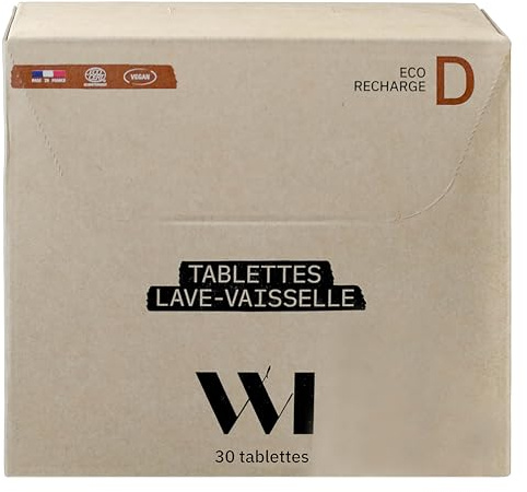 WHAT MATTERS Éco-Recharge Tablettes Lave-Vaisselle 3-en-1 x30 | Boîte de 30 tablettes, 96% ingrédients d'origine naturelle, Vegan, film hydrosoluble, recharge pour Pot en verre renforcé®