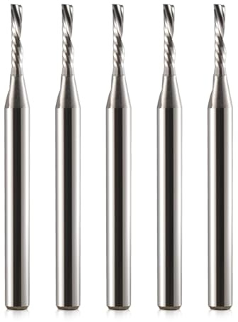 1/8 Zoll Schaftdurchmesser 1,5 mm CED 8 mm CEL 1 Flöte Einrille Downcut Spiral-Fräser CNC-Fräser für Acryl, PVC, MDF, 5 Stück