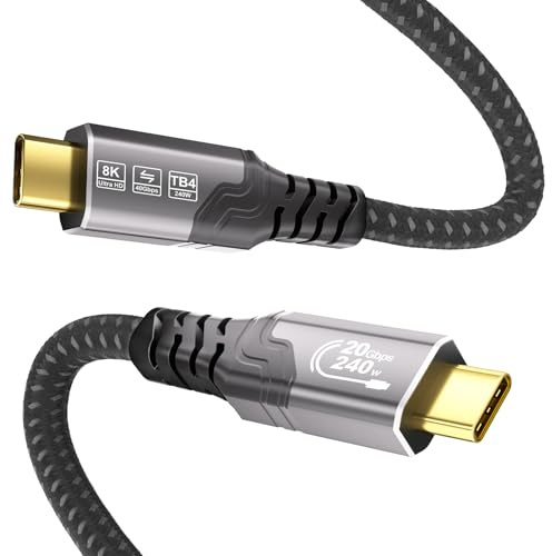 ZIKNYDO Cavo USB C 2 metri, USB-C 3.2 Gen 2x2, PD3.1 240W, Video 4K@144Hz/8K@30Hz, 20Gbps Cavo Dati USB TypeC compatibile con Thunderbolt 4, MacBook Pro, Switch, SSD, Hub, iPhone 17