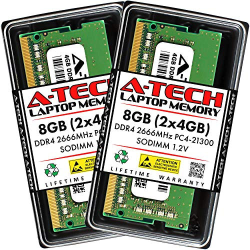 A-Tech 8GB (2x4GB) DDR4 2666MHz PC4-21300 (PC4-2666V) CL19 SODIMM 1.2V 260-Pin Non-ECC SO-DIMM Laptop Notebook RAM Memory Modules