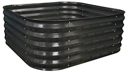 Selections Corrugated Metal Raised Bed Garden Planter in Dark Grey