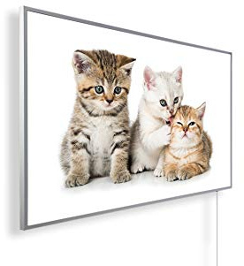 Könighaus Bildheizung 800 W - Smart Thermostat - 11-21 m² | Schwarz-Weiß-Bilder, Motiv: 81. Katzen Babys, TÜV SÜD, 5 Jahre Garantie, doppelter Überhitzungsschutz, Wandheizung