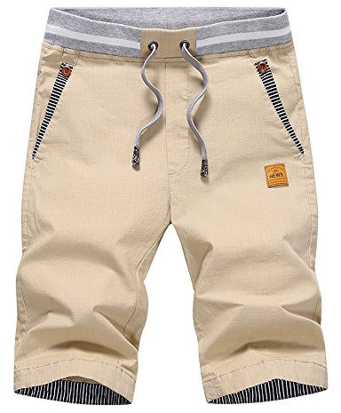 Tansozer Kurze Hosen Herren Shorts Herren Sommer Chino Gummizug Khaki L