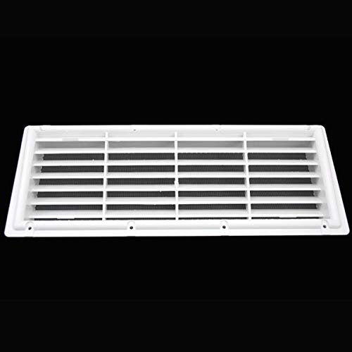 Rejilla de ventilación para frigorífico, caravana, caravana, barco, plástico, blanco, 374 x 148 mm, con red
