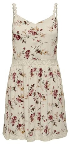 ONLY Onlkarmen Anne Life S/L Dress WVN Noos Robe, AOP: Rose Flower Creme Brulee Dark, 42 Femme