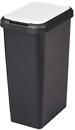 Tontarelli Touch&lift Poubelle 45 litres unitaire noir avec couvercle blanc 46 l