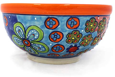 Gall&Zick Schüssel 19cm Durchmesser Salatschüssel aus Keramik handbemalt (Orange)