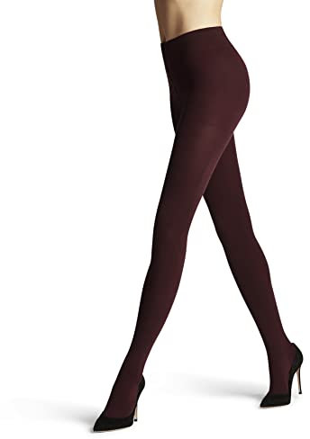 FALKE Women's Family W Ti Sustainable Cotton Plain 1 Pair Tights, Red Barolo 8596, M-L