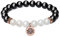 COAI Bracelet Tourmaline Noire Femme, Pierre de Lune, Breloque Or Rose, Fleur de Lotus