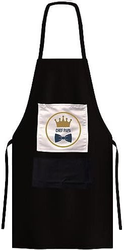 CADEAUX.COM - Kochschürze für Herren, Schwarz, Einheitsgröße, 100 % Polyester – Grillschürze für Herren – Chef Papa – Geschenk zum Vatertag – Geschenk für Herren – Geschenk zum Geburtstag – Geschenk