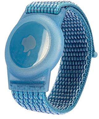 WATACHE AirTags Weiche Silikon-Uhrenarmbänder, Sicherheit und Kindersicherung, Anti-Lost, Anti-Kratz-Schutz für die Positionierung des Airtag-Tracking-Armbands(blau)