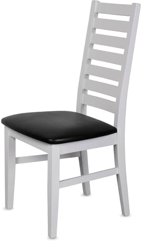 Esszimmerstühle 4er Set Hochlehner Massivholz Buche, Weiß-Schwarz CH02