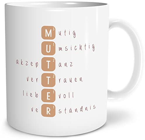 OWLBOOK® Geschenke für Mama zum Geburtstag | Mama Geburtstagsgeschenk für Mama | Mama Geschenk | Weihnachtsgeschenke für Mama | Scrabble Mutter Tasse Geschenke für Mama | Keramik 300 ml