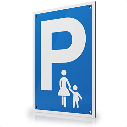FLAGLY Premium Schild Parken Mutter Kind 30x20cm aus 3mm Alu Dibond inkl. Bohrungen MADE IN GERMANY - stabiles Hinweisschild/Warnschild, wetterfest & UV-beständig