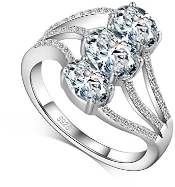 Jiamiaoi Damen Silber 925 Verlobungsring Größe 60 - Braut Ring Weißgold Mit Edelstein - Ehering Für Hochzeit Und Versprechen