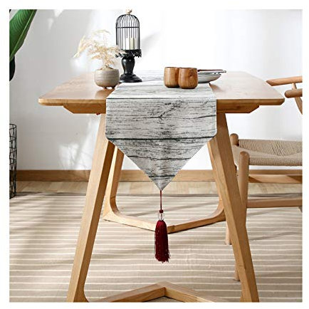 EHOMERY Tischband, Grau Garn Für Tischläufer Holz Tischläufer Cotton 33x100CM