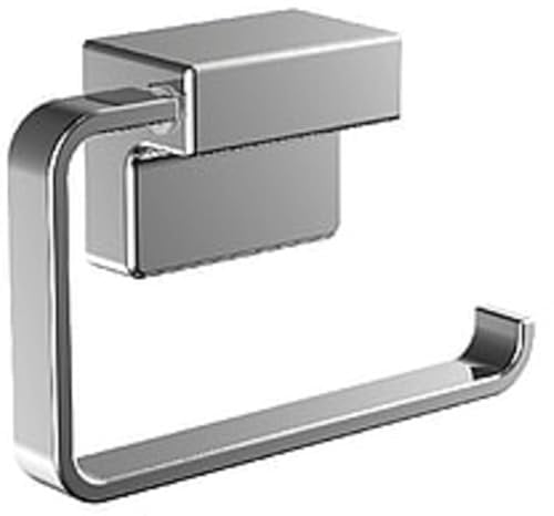 EMCO Cue Papierhalter ohne Deckel, markant geformter Toilettenpapierhalter zum Kleben oder Schrauben, hochwertiger Klorollenhalter aus Metall, chromfarben, Chrom