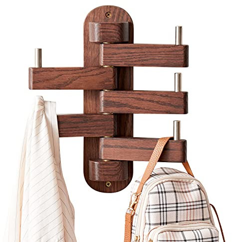 OAKERLAND Patere Portemanteaux de Chêne, Porte Manteau Mural Bois pour Entrée, Salon, Chambre à coucher, Salle de Bain