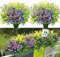 18 Bundles Artificial Flowers for Outdoor UV Resistant No Fade Boxwood Faux Plastic Shrubs Greenery Plants Fake Flowers for Balcony Planters Garden Patio Porch Window Box Home Indoor Farmhouse Décor