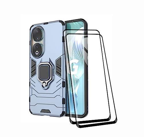 TEYYOS Funda + [2 Piezas] Protector de Pantalla para Honor 90, TPU/PC Antigolpes Armor Protección Carcasa [360° Soporte] con 9H Dureza Vidrio Templado Protector, Azul