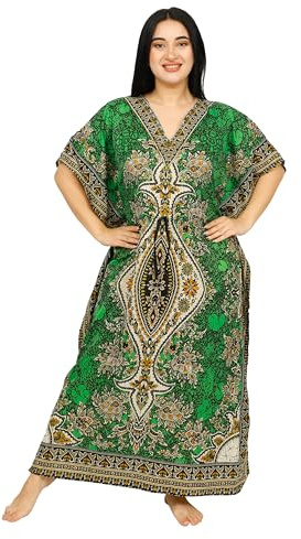 SHYAMVUN Kaftan for Women | Kaftan Dresses Full Length Maxi Dress Free Size | Kimono Style Caftan Tunic for Beach, Holiday, Party, Nightwear & Loungewear | Lightweight Relaxed Fit