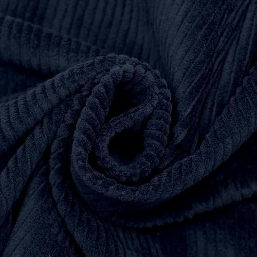 STOFFKONTOR Stretch Breitcord Stoff - Öko-Tex Standard 100 - Meterware, Farbe Navy-Blau - zum Nähen von Bekleidung, Kissen, Deko uvm.