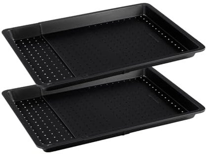 Zenker 9926950 Lot de 2 plaques à four extensibles perforées antiadhésives, Plaque à four à trous en revêtement Teflon, plaque de four extensible, plaque four perforée, Noir, Acier, 37 à 52cm