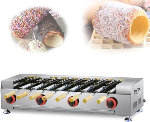 Horno para Hacer Pasteles, máquina para Hacer Pasteles con Chimenea de Gas, máquina para Hacer Conos de Helado con 8 Rodillos, máquina tostadora, Rollo de Pan con Chimenea para Res