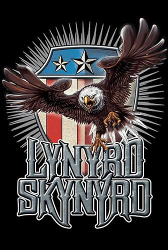BUY ART FOR LESS Offiziell lizenziertes Lynyrd Skynyrd Adler und Flagge, 61 x 91 cm, Kunstposter, dekorativer Druck, Posterpapier, fertig zum Einrahmen