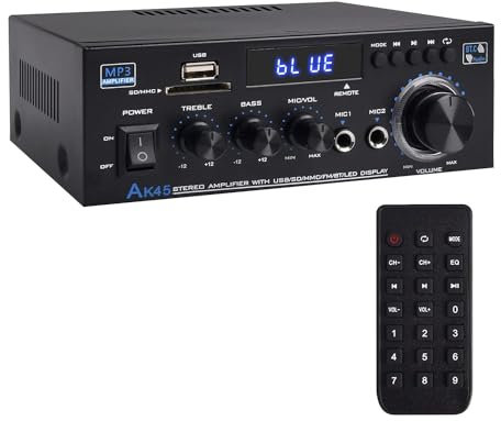 MAKIVI Stereo Audio Amplifier Receiver,Bluetooth 5.0 Sound Speaker,Amplifier FM Radio,Home Theater Audio Stereo System-UK Plug, 500425498