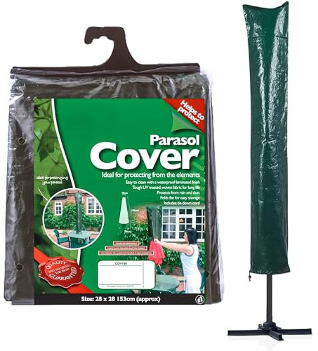 ANGIX Parasol Cover Waterproof 28 x 28, 153cm (Approx) Extra Large Cantilever Patio Umbrella Cover Includes Tie-Down Cords With Zipper for Garden